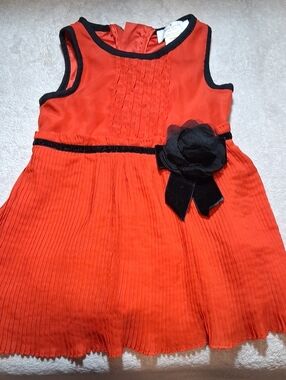 kate spade Red and Black Pleated Flower A-line Dress